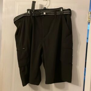 NWT Black cargo shorts with black and grey striped belt